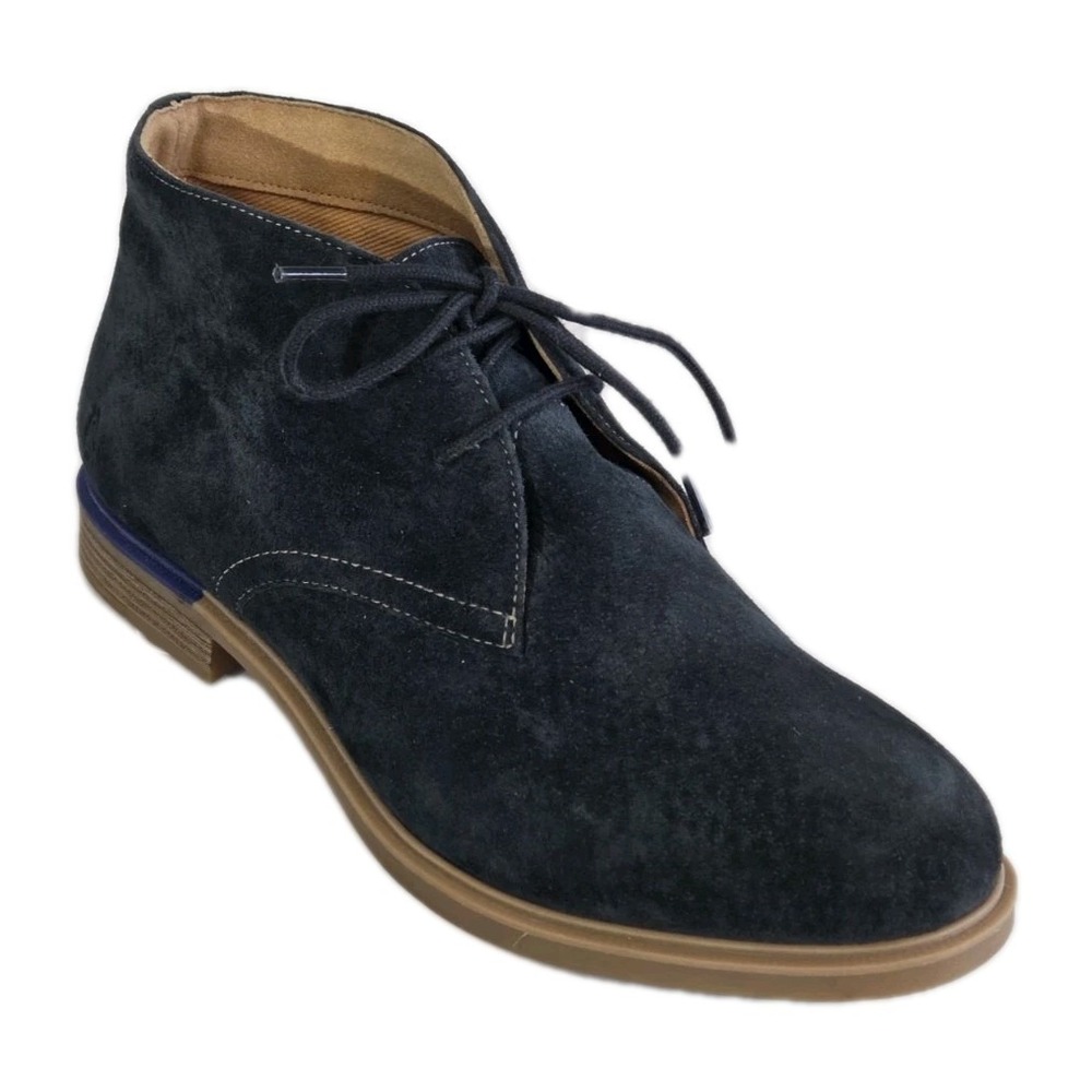 Women's Suede Chukka Boots 9.5 Hush Puppies Navy Blue Bailey Ankle Mod Preppy - Picture 2 of 14